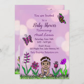 Invitation Baby shower ethnique de fille de bébé à main migno (Devant / Derrière)