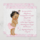Invitation Baby shower ethnique de fille de dentelle rose et  (Devant / Derrière)