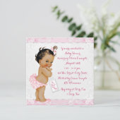 Invitation Baby shower ethnique de fille de dentelle rose et  (Debout devant)