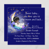 Invitation Baby shower ethnique de la lune et du dos (Devant / Derrière)