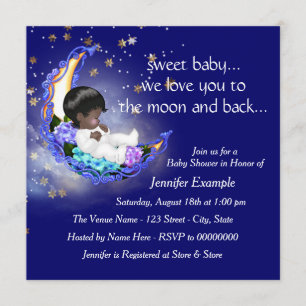 Invitation Baby shower ethnique de la lune et du dos