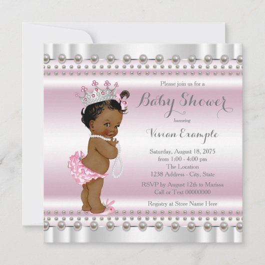 Invitation Baby shower ethnique de la princesse afro-américai (Devant)