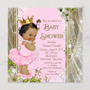 Invitation Baby shower ethnique de princesse Tutu Pink Gold