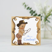 Invitation Baby shower Ethnique Little Cowboy (Debout devant)
