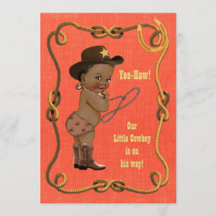 Invitation Baby shower Ethnique Little Cowboy