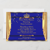 Invitation Baby shower ethnique Prince Royal Blue Gold Trône (Dos)