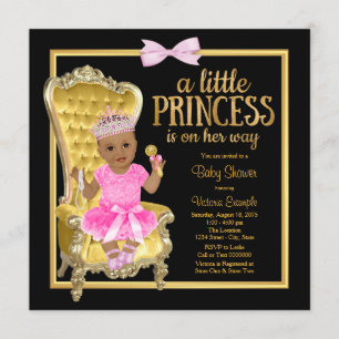 Invitation Baby shower ethnique Princesse d'or rose