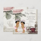 Invitation Baby shower ethnique Princesse Twin Girl (Devant / Derrière)