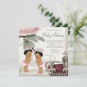 Invitation Baby shower ethnique Princesse Twin Girl (Debout devant)