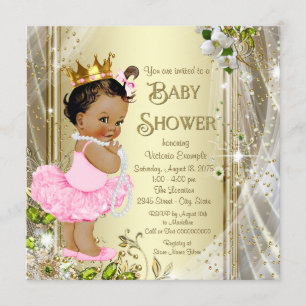 Invitation Baby Shower Ethnique Tutu Princesse Rose Gold