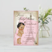 Invitation Baby shower Ethnique Vintage Paris (Debout devant)