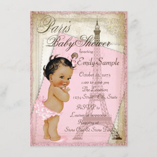 Invitation Baby Shower Ethnique Vintage Paris