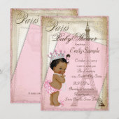 Invitation Baby shower Ethnique Vintage Paris (Devant / Derrière)