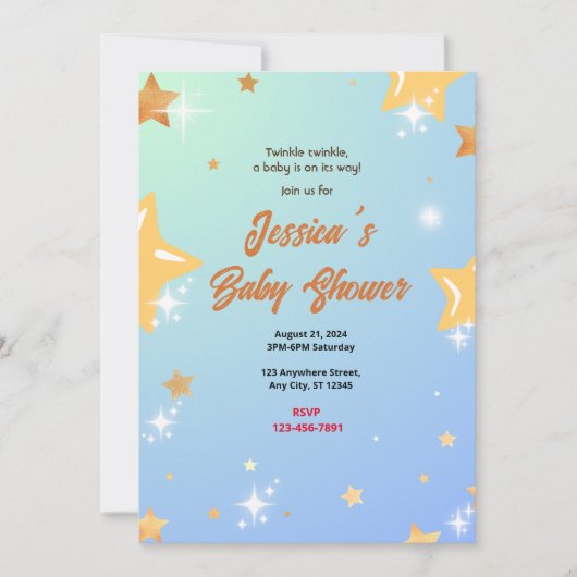 Invitation Baby shower étoilé (Devant)