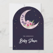Invitation Baby Shower Étoile Indigo Automne Fleur Rose (Dos)