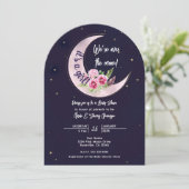 Invitation Baby Shower Étoile Indigo Automne Fleur Rose (Debout devant)