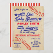 Invitation Baby shower Étoile Ou Baseball (Devant / Derrière)