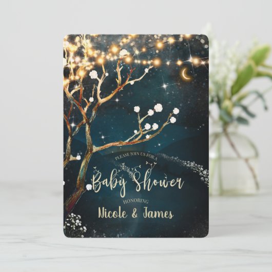 Invitation Baby shower étoilé Rustique (Debout devant)