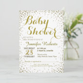Invitation Baby shower | Étoiles de Parties scintillant d'or (Debout devant)