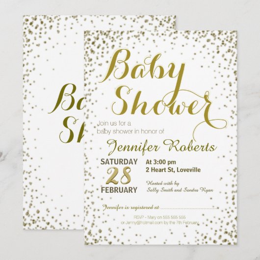 Invitation Baby shower | Étoiles de Parties scintillant d'or (Devant / Derrière)