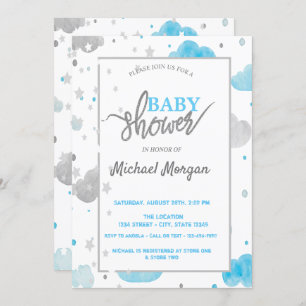 Invitation Baby shower Étoiles et nuages