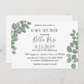 Invitation Baby shower Eucalyptus (Devant / Derrière)
