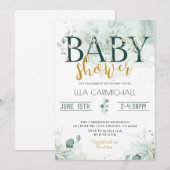 Invitation Baby shower Eucalyptus (Devant / Derrière)