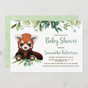 Invitation Baby shower Eucalyptus à l'Ours mignon