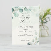 Invitation Baby shower Eucalyptus aquarelle (Debout devant)