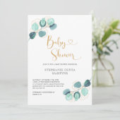 Invitation Baby shower Eucalyptus Aquarelle Botanique (Debout devant)