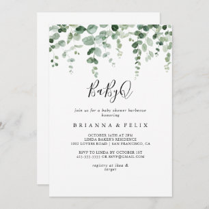 Invitation Baby shower Eucalyptus BabyQ Barbecue