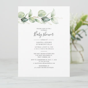 Invitation Baby shower Eucalyptus Botanical Couple Élégant
