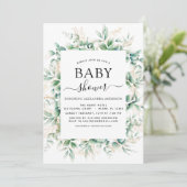 Invitation Baby shower Eucalyptus Botanique Géométrique (Debout devant)