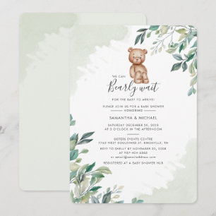 Invitation Baby-Shower Eucalyptus Botanique Ours pour Futur C