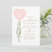 Invitation Baby shower Eucalyptus de ballon rose (Debout devant)