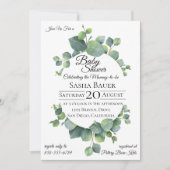 Invitation Baby shower Eucalyptus Dollar Argent (Devant)