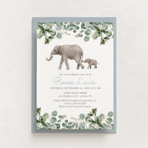 Invitation Baby shower Eucalyptus Elephant Boy