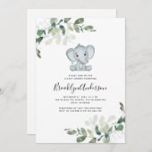 Invitation Baby shower Eucalyptus Eléphant mignon (Devant / Derrière)