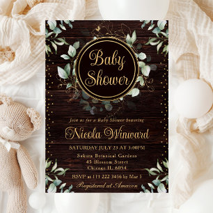 Invitation Baby Shower Eucalyptus en aquarelle