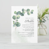 Invitation Baby shower Eucalyptus Foliage Script (Debout devant)