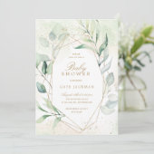 Invitation Baby shower Eucalyptus géométriques neutres selon  (Debout devant)