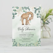 Invitation Baby shower Eucalyptus Giraffe (Debout devant)