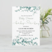 Invitation Baby shower Eucalyptus Green (Debout devant)