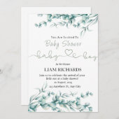 Invitation Baby shower Eucalyptus Green (Devant / Derrière)
