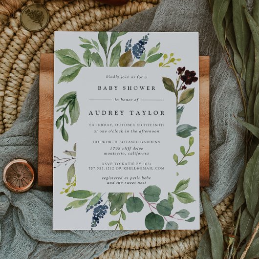 Invitation Baby shower Eucalyptus Grove