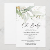 Invitation Baby shower Eucalyptus Oh non sexiste (Devant / Derrière)