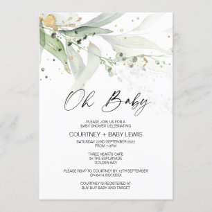 Invitation Baby shower Eucalyptus Oh non sexiste