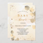 Invitation Baby shower eucalyptus parties scintillant chute d (Devant / Derrière)
