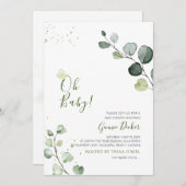 Invitation Baby shower Eucalyptus PixDezines (Devant / Derrière)