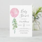 Invitation Baby shower Eucalyptus rose (Debout devant)